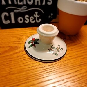 Cuthbertson Candle Stick Holder China Christmas Holly Mistletoe Tree